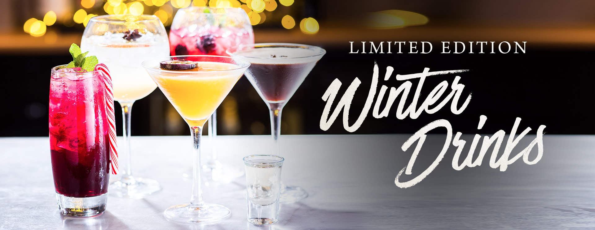Winter cocktails and long drinks at The Fishery Inn